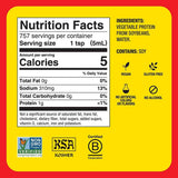 Tabla nutricional del condimento Bragg Aminoácidos Líquidos 1 Galón