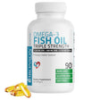 Frasco frontal de Bronson aceite de pescado Omega 3 2720 mg, presentación de 90 cápsulas blandas.