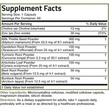Tabla nutricional del suplemento Bronson Cardo Mariano Complejo Hepático 60 cápsulas