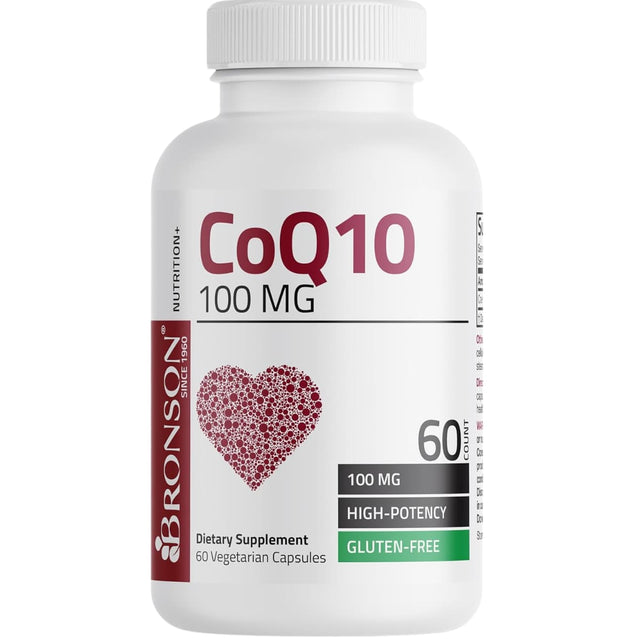 Frasco de suplemento Bronson Coenzima CoQ10 100 mg 60 cápsulas