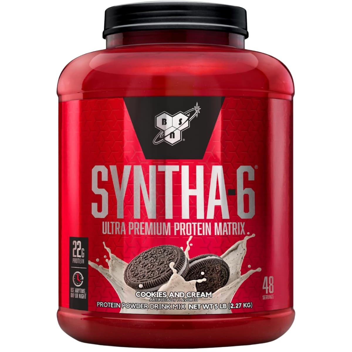 Frasco de suplemento BSN Syntha-6 22g Proteína 5 lbs sabor Galletas y Crema