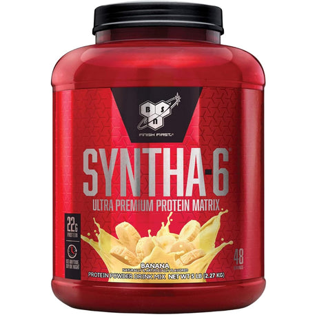 Frasco de suplemento BSN Syntha-6 22g Proteína 5 lbs sabor Plátano