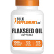 Frasco de suplemento BulkSupplements.com Aceite de Linaza 120 cápsulas blandas