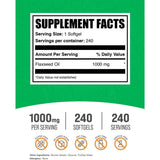 Tabla nutricional del suplemento BulkSupplements.com Aceite de Linaza 240 cápsulas blandas