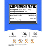 Tabla nutricional del suplemento BulkSupplements.com Ácido Ascórbico 1000 mg 100 gramos