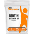 Bolsa de suplemento BulkSupplements Biotina 10 mg 100 g polvo