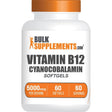 Frasco de suplemento BulkSupplements Cianocobalamina 5000 mcg 60 cápsulas blandas