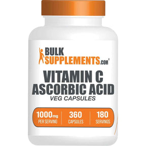Frasco de suplemento BulkSupplements.com Vitamina C 1000 mg 360 Cápsulas