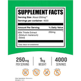 Tabla nutricional del suplemento BulkSupplements Extracto de Cardo Mariano Polvo 1 kg