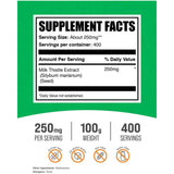 Tabla nutricional del suplemento BulkSupplements Extracto de Cardo Mariano Polvo 100 g