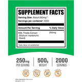 Tabla nutricional del suplemento BulkSupplements Extracto de Cardo Mariano Polvo 500 g