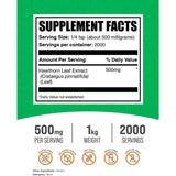 Tabla nutricional del suplemento BulkSupplements.com Extracto de Hoja de Espino en polvo 1000g