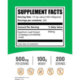 Tabla nutricional del suplemento BulkSupplements.com Extracto de Hoja de Espino en polvo 100g
