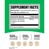 Tabla nutricional del suplemento BulkSupplements.com Extracto de Hoja de Espino en polvo 250g