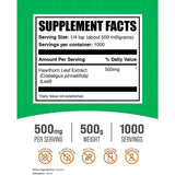 Tabla nutricional del suplemento BulkSupplements.com Extracto de Hoja de Espino en polvo 500g