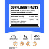 Información del suplemento de BulkSupplements magnesio en polvo 1 kg