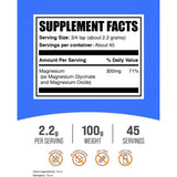 Información del suplemento de BulkSupplements magnesio en polvo 100 g