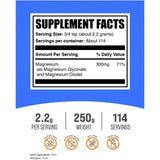 Información del suplemento de BulkSupplements magnesio en polvo 250 g