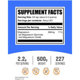 Información del suplemento de BulkSupplements magnesio en polvo 500 g