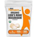 Bolsa de suplemento BulkSupplements.com Melena de León Orgánica 500g polvo