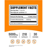 Tabla nutricional del suplemento BulkSupplements Monohidrato de Creatina 210 cápsulas
