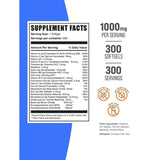 Tabla nutricional del suplemento BulkSupplements Multivitaminas con Aceite de Pescado 300 Cápsulas Blandas