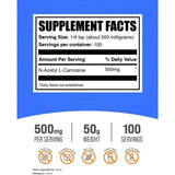 Tabla nutricional del suplemento BulkSupplements.com N-Acetil L-Carnosina 50 g