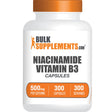 Frasco de suplemento BulkSupplements Niacinamida 500 mg 300 cápsulas