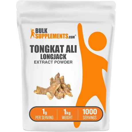 Bolsa frontal de BulkSupplements Tongkat Ali Longjack en polvo en presentación de 1 kg