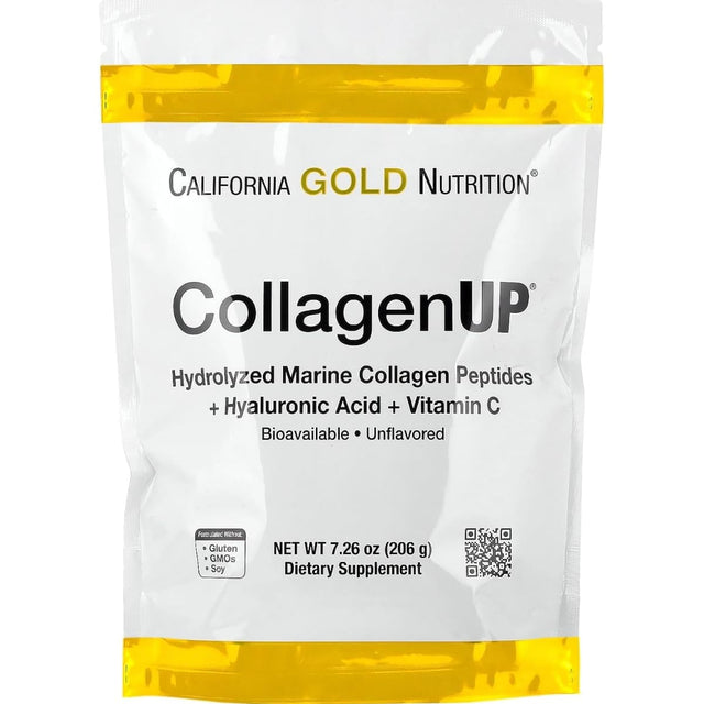 Bolsa del suplemento California Gold Nutrition CollagenUP Colágeno Marino 206 g
