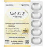 Empaque de suplemento California Gold Nutrition LactoBif® 5 Probióticos 5 Mil Millones UFC 60 Cápsulas Vegetales