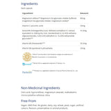Etiqueta de ingredientes de CanPrev bisglicinato de magnesio con ashwagandha