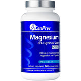Frasco frontal de CanPrev Bisglicinato de magnesio 200 Gentle, 240 cápsulas.
