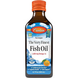 Botella frontal de Carlson aceite de pescado Omega 3 líquido sabor naranja, presentación de 6.7 fl oz / 200 mL.