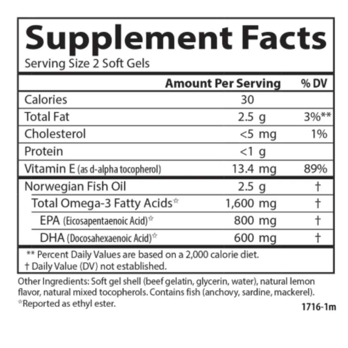 Información del suplemento de Carlson Elite Omega-3 Gems de 180 cápsulas blandas