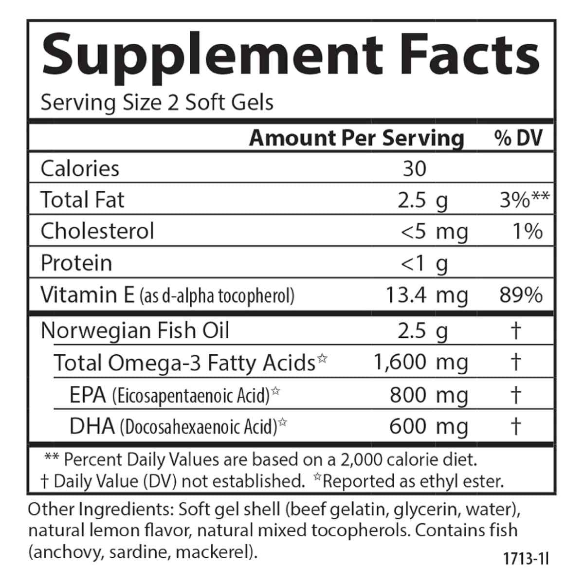 Información del suplemento de Carlson Elite Omega-3 Gems de 240 cápsulas blandas