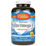 Frasco frontal de Carlson Elite Omega-3 Gems de 90 cápsulas blandas
