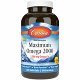 Frasco frontal de Carlson Maximum Omega 2000 de 180 cápsulas blandas