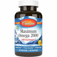 Frasco frontal de Carlson Maximum Omega 2000 de 60 cápsulas blandas