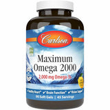 Frasco frontal de Carlson Maximum Omega 2000 de 90 cápsulas blandas