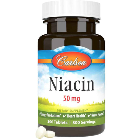 Frasco frontal de Carlson Niacina 50 mg con 300 tabletas