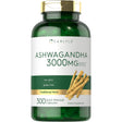 Frasco de suplemento Carlyle Ashwagandha 3000 mg 300 cápsulas
