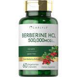 Frasco de suplemento Carlyle Berberina HCl 500 mg 60 cápsulas vegetarianas