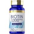 Frasco de suplemento Carlyle Biotina 1000 mcg 250 tabletas
