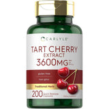 Frasco de suplemento Carlyle Extracto de Cereza 3600 mg 200 cápsulas