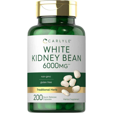 Frasco de suplemento Carlyle Frijol Blanco 6000 mg 200 cápsulas