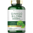 Frasco de suplemento Carlyle Ginkgo Biloba 6000 mg 200 cápsulas