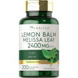 Frasco de suplemento Carlyle Melisa 2400 mg 200 cápsulas
