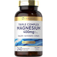 Frasco de suplemento Carlyle Triple Complex Magnesium 400 mg 240 cápsulas vegetarianas