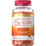 Frasco de suplemento Carlyle Vitamina D3 10.000 UI 80 gomitas